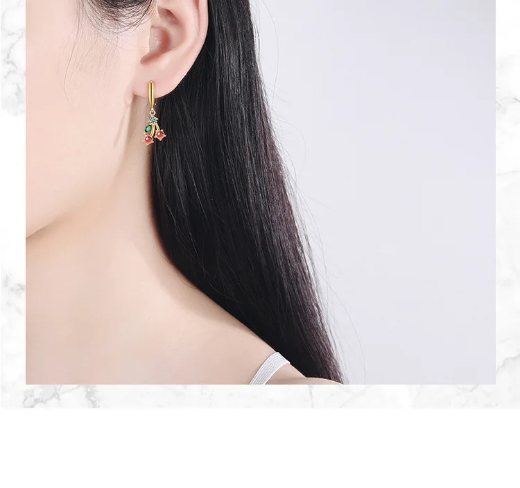 Stamp 925 Sterling Silver Sweet Cherry Drop Earrings for Women Statement Fine Jewelry Brinco 2026 new