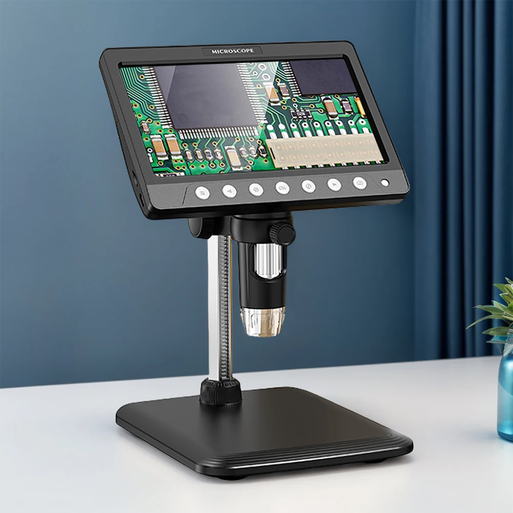 Mikroskop cyfrowy z 7-calowym ekranem IPS, obiektywem 5MP HD, mikroskop lutowniczy, powiększenie 1200X, elektroniczny endoskop HD z powiększeniem