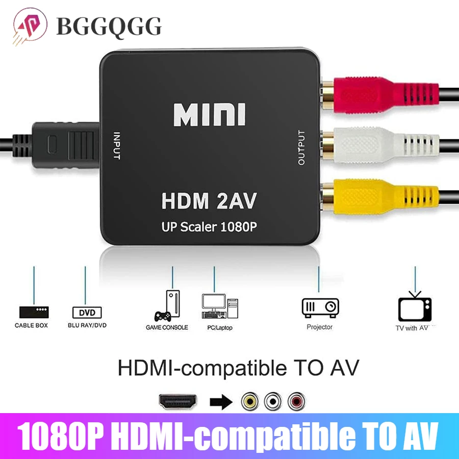 1080P HDMI-compatible To AV RCA Converter Adapter AV/CVSB L/R Video Box HD 1920*1080 Support NTSC PAL Output for TV VHS VCR DVD