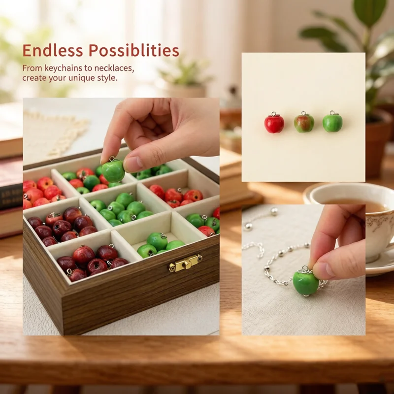 Cute 3D Resin Simulation Fruit Charms 5Pcs 14x15MM Loose Spacer Beads Mini Pendant DIY Craft Beads for Bracelet Earrings Jewelry
