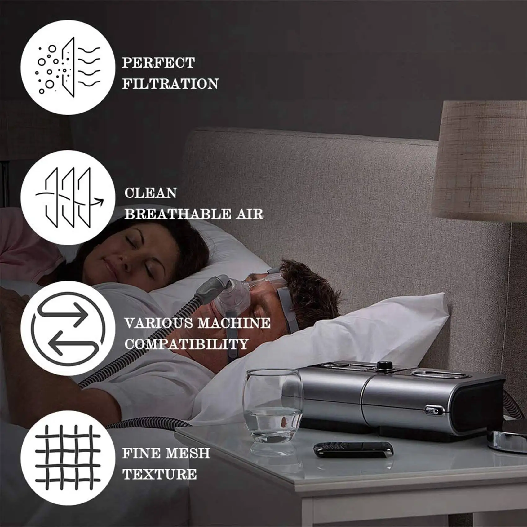 

A64Z 60 шт. CPAP HEPA воздушный фильтр, одноразовые сменные фильтры для вентиляторов CPAP маска салфетки для Weinmann