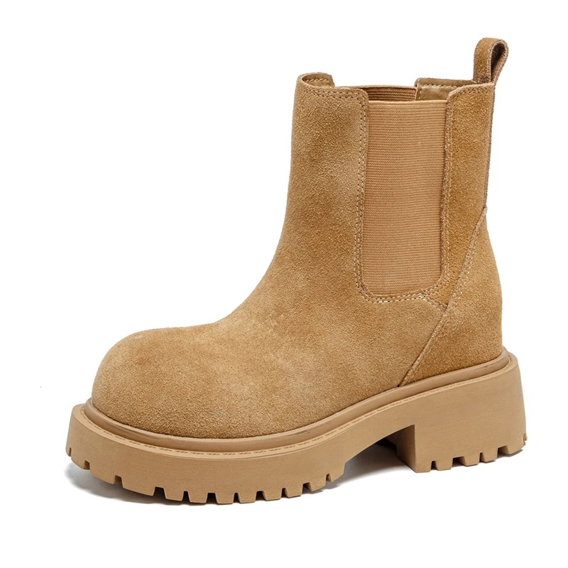 

Women's Chelsea Boots Non-slip Invisible Height-Boosting Thick Sole Women Boots Large Sizes, Comfortable female Chimney Boots