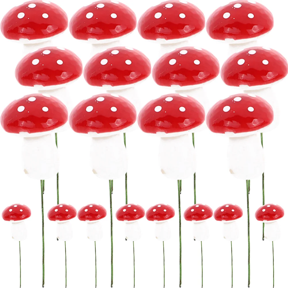 

20 Pcs Mushroom Toppers Birthday Decorations Woodland Baby for Shower Fairy Red