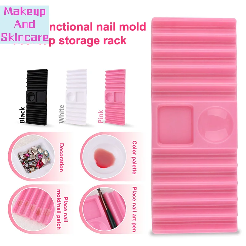「Plastic Multi-purpose Nail Art Pen Holder 10-Compartment Brush Stand With Color Palette Organize And Display Manicure Tool」