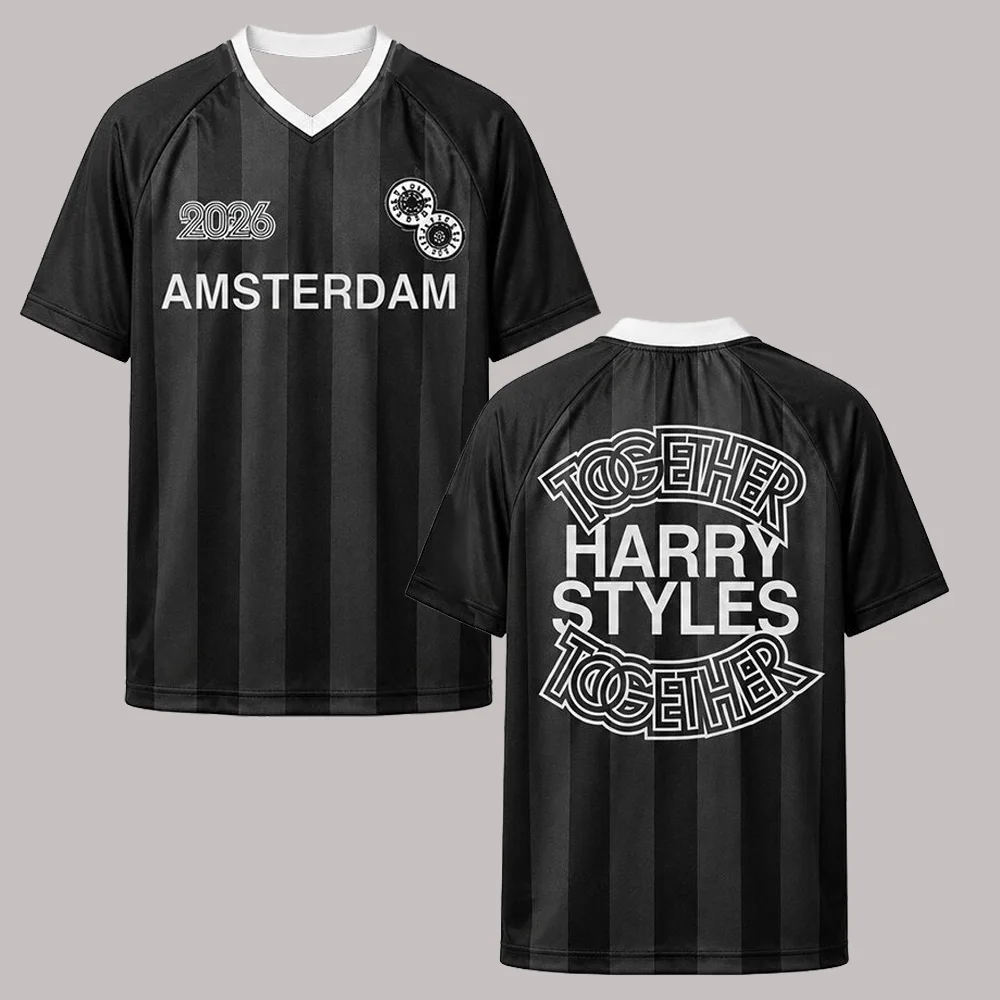 HarryStyles Together Tour Merch Amsterdam Jersey Shirt fashion summer V-neck Short Sleeve Unisex Breathable Casual loose T shirt