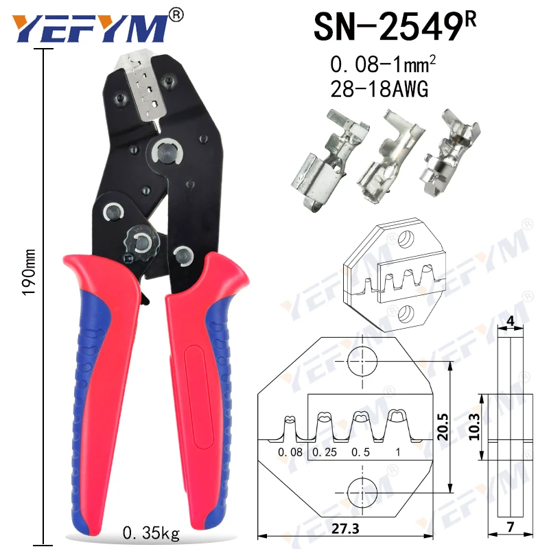 圧着ペンチSN-2549 + 8顎キットパッケージ2.8 4.8 XH2.54 3.96 2510/チューブ/insuated端子電気クランプミニツール