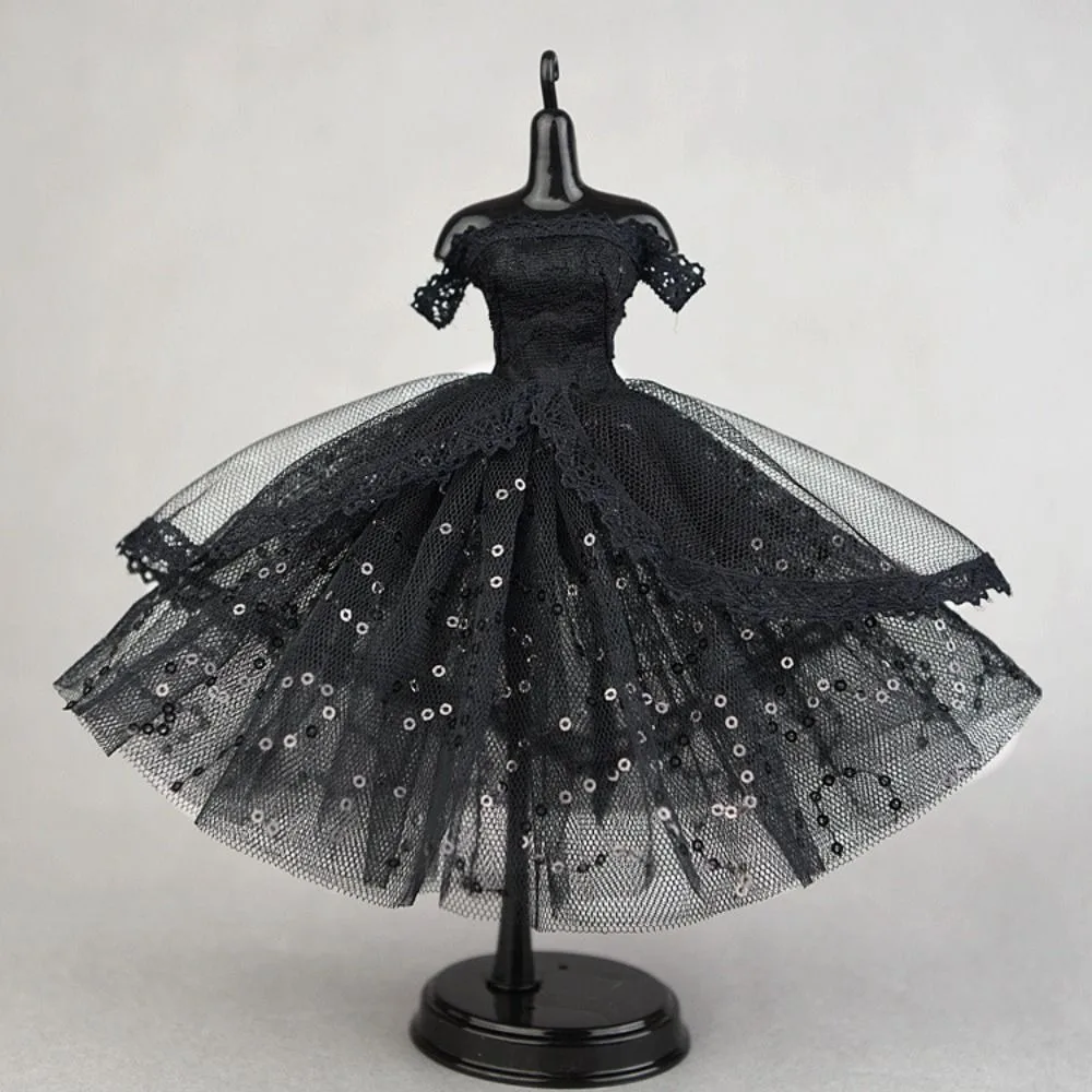 Fashion Dress Up Dress Tutu Dotted Prom Dress Lace Clothes Multilayer Mini Black Princess Dress Blythe