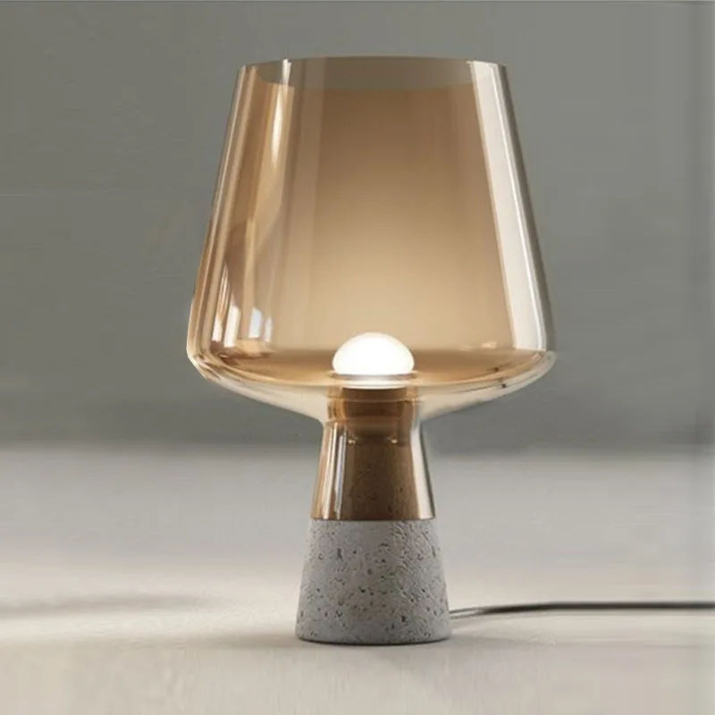 Nordic creative modern simple concrete table lamp in living room garden bedroom gray bedside study glass table lamp table light