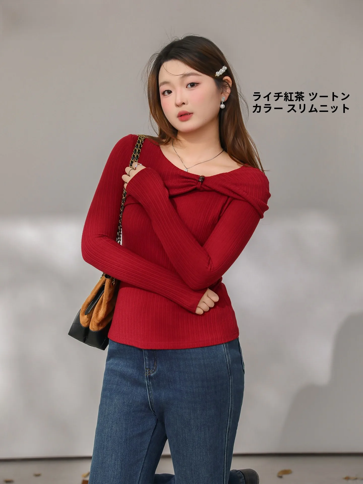 

plus Size Knitted Sweater Elegant Style Long Sleeve Wrap Neck Design Faux Cashmere Base Layer Slim Fit Winter Fashion for Women