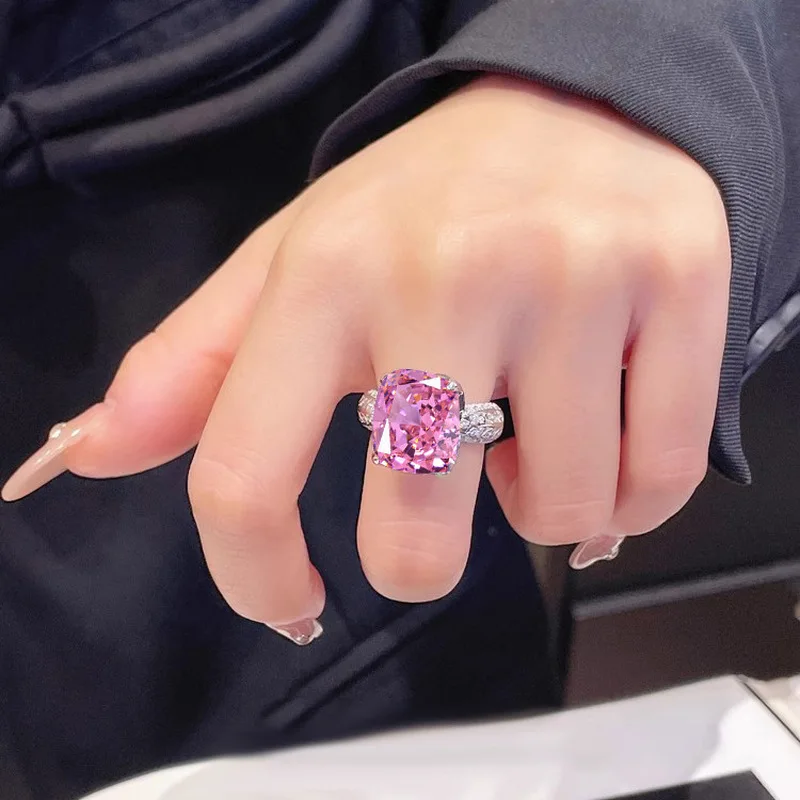 Korean-style ice flower 925 sterling silver ring - Women's simple and fashionable jewelry - Matching engagement ring