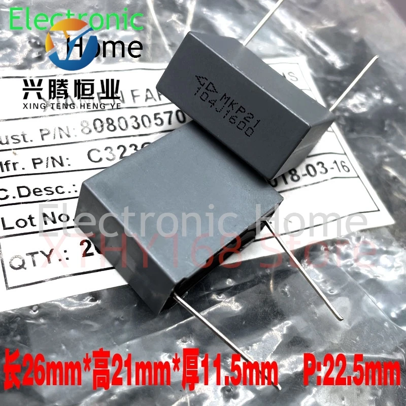 

10PCS/LOT Xiamen Farah MKP 104 100nf 0.1uf 1600v 1.6kv safety film capacitor C323C 1600V104J 26x21x11.5mm pin distance 22.5mm