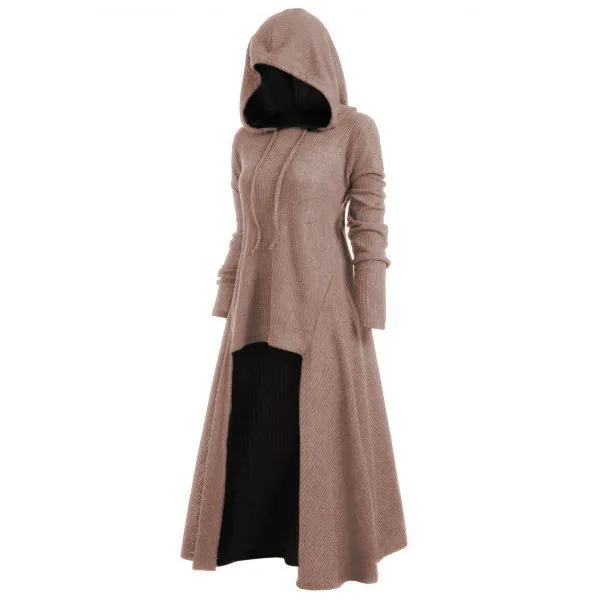 Cosplay Tunica da strega Abito con cappuccio Mantello Cavaliere Gotico Donna Vacanza di Halloween Abito da sera Abito da festa in maschera Ballo in maschera