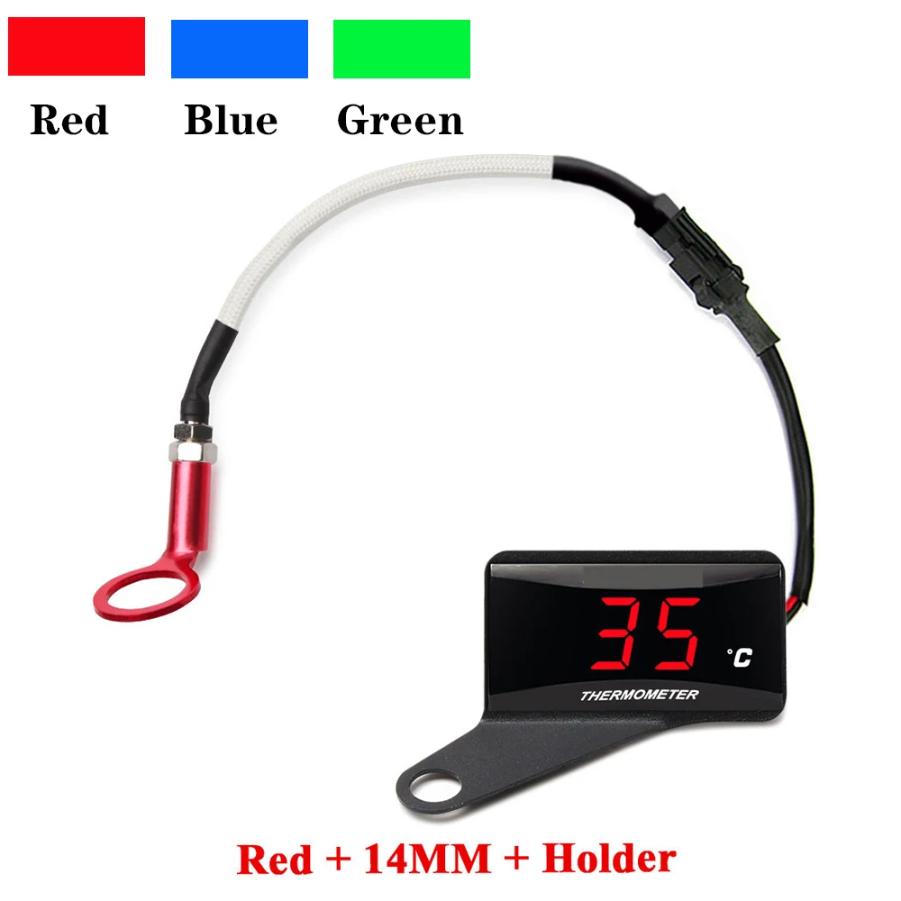 KAIUVE Red Mini Square Digital Motorcycle Cylinder Head Temperature Sensor Universal Gauge For NMAX125 XMAX250 300