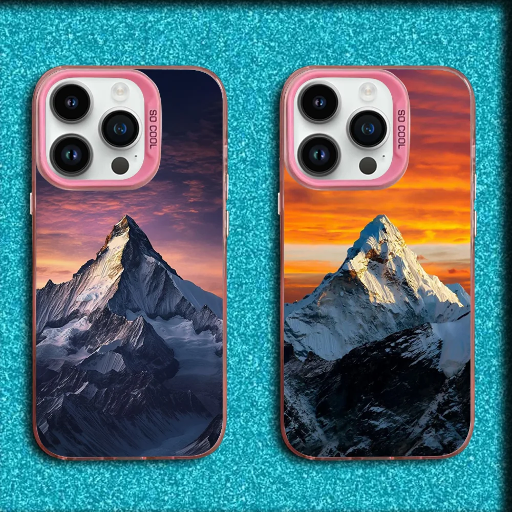 

Himalaya Mountain Climbing Phone Case For iPhone 16,15,14,13,12,11,Mini,Pro,MAX Pink Matte Silicone Cover
