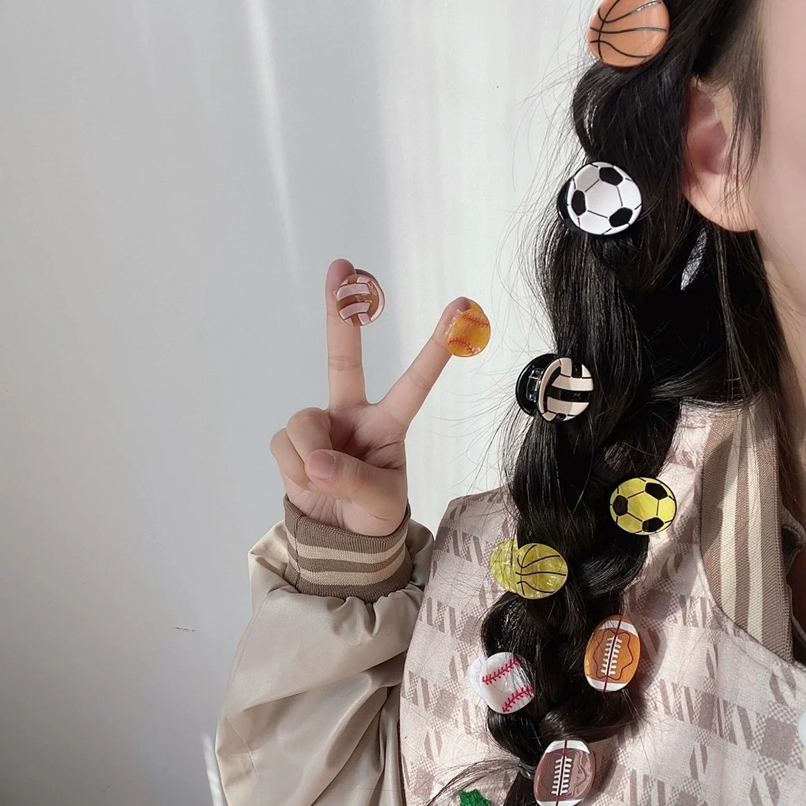 

New Creative Sports Fruit Hair Clip Acetate Mini Grab Hair Clip Basketball Rugby Korean Claw Clip Women Girls Hair Accessories
