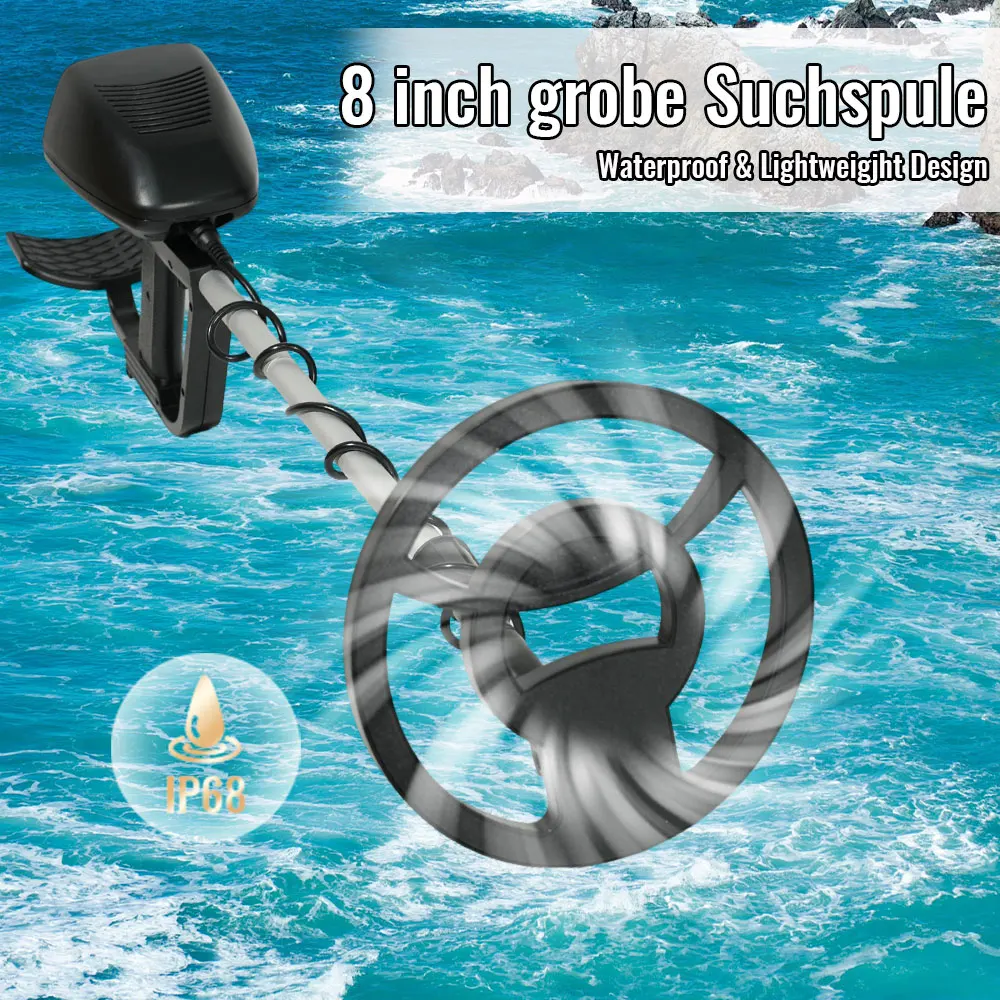 High Accuracy MD-4090 Metal Detector 8.7 Inch Waterproof Coil Backlit LCD Display Disc Notch Pinpoint Modes For Adults Treasure