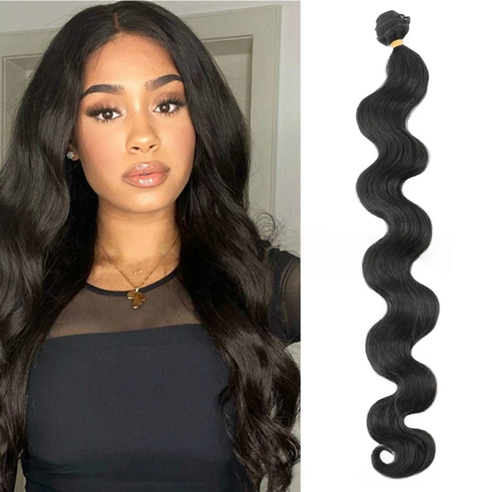 Onda do corpo pacotes de trama de cabelo sintético 26 Polegada onda do corpo pacotes de cabelo sintético longo ondulado resistente ao calor tece cabelo sintético