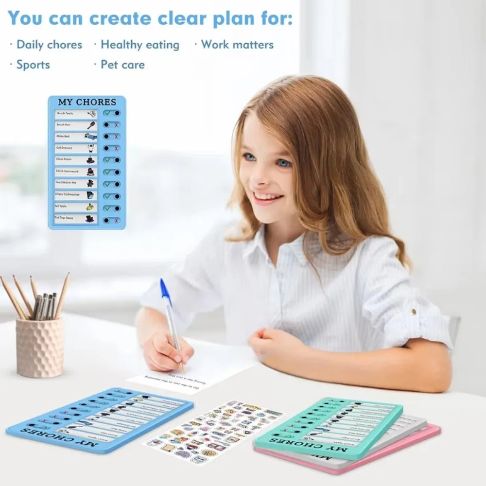 Reusable Chores Checklist Task Board for Kids, Daily Schedule Planner Memo Chart, Responsibility Behavior Self Discipline Card