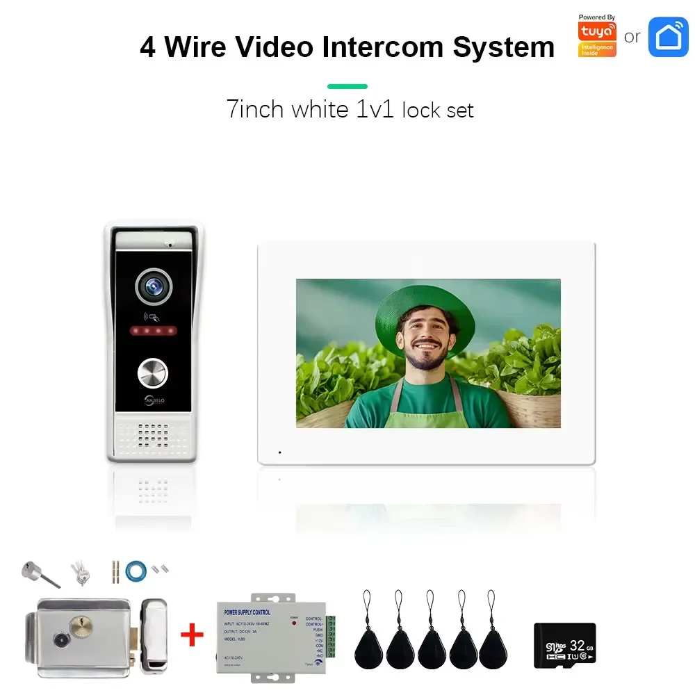 Système d'interphone intelligent ANJIELO pour la maison, sonnette vidéo Tuya, vidéophone Smartlife, 
