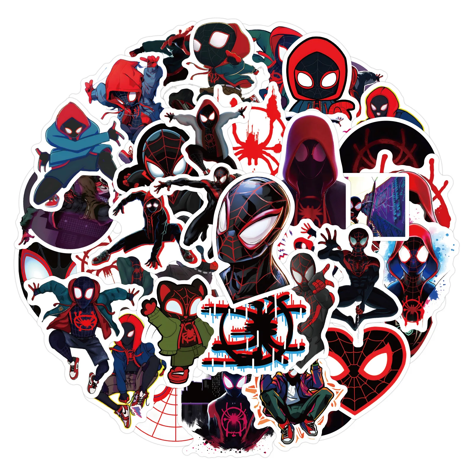 10/50PCS Disney Spider Man Miles Morales Stickers Cool Superhero Toy Sticker Laptop Guitar Car Skateboard Stationery Kids Decal