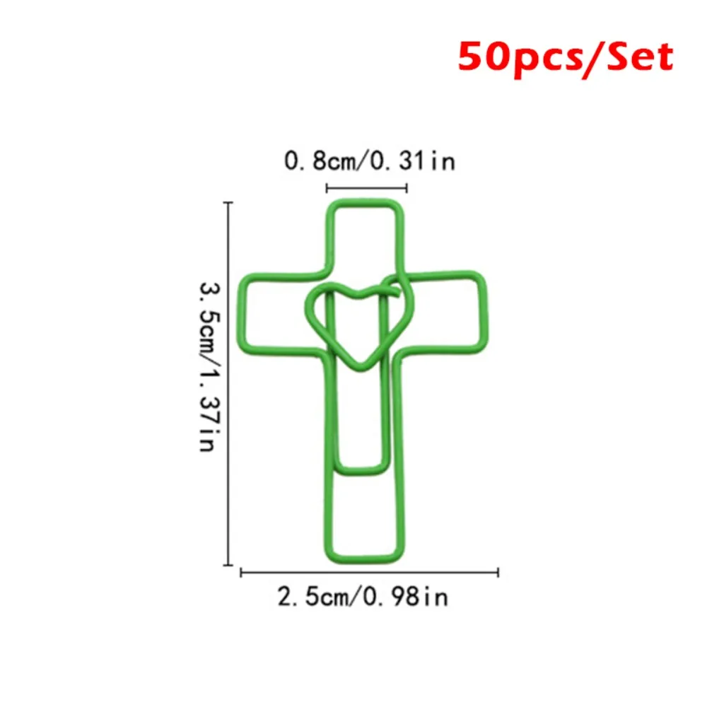 50pcs Versatile Metal Paper Clip Cross Shape Paper Storage File Classification Clip Bookmarks Students
