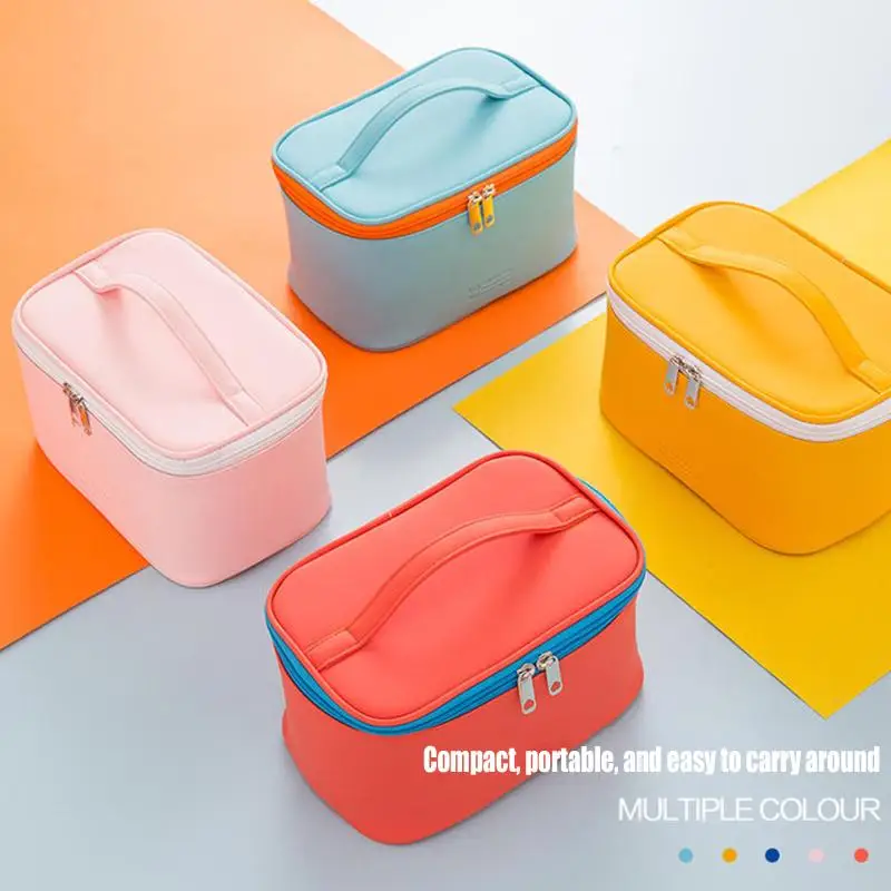 PU-Handtasche für Make-up mit Reißverschluss, tragbarer Reise-Organizer für Hautpflegeprodukte, Kosmetiktasche mit großem Fassungsvermögen zum Waschen von Kosmetika. – Detail 3