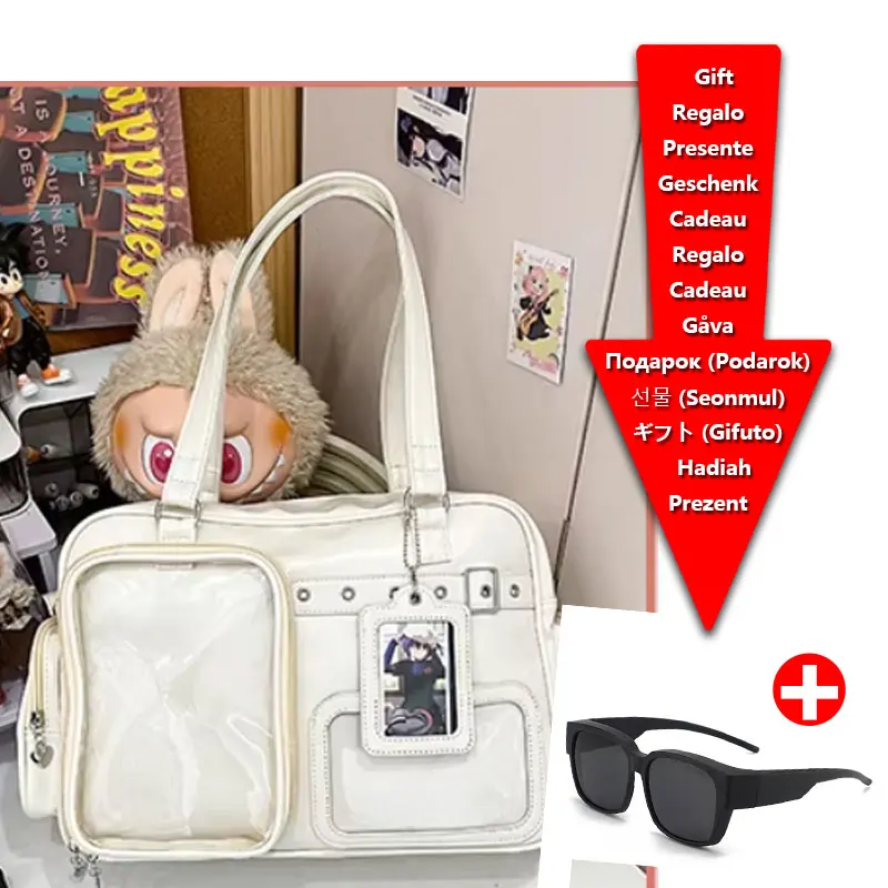 Bolso de Hombro Cruzado Impermeable para Mujer, Transparente Azul, con Detalles en PU, Estilo Japonés, Ligero y Discreto