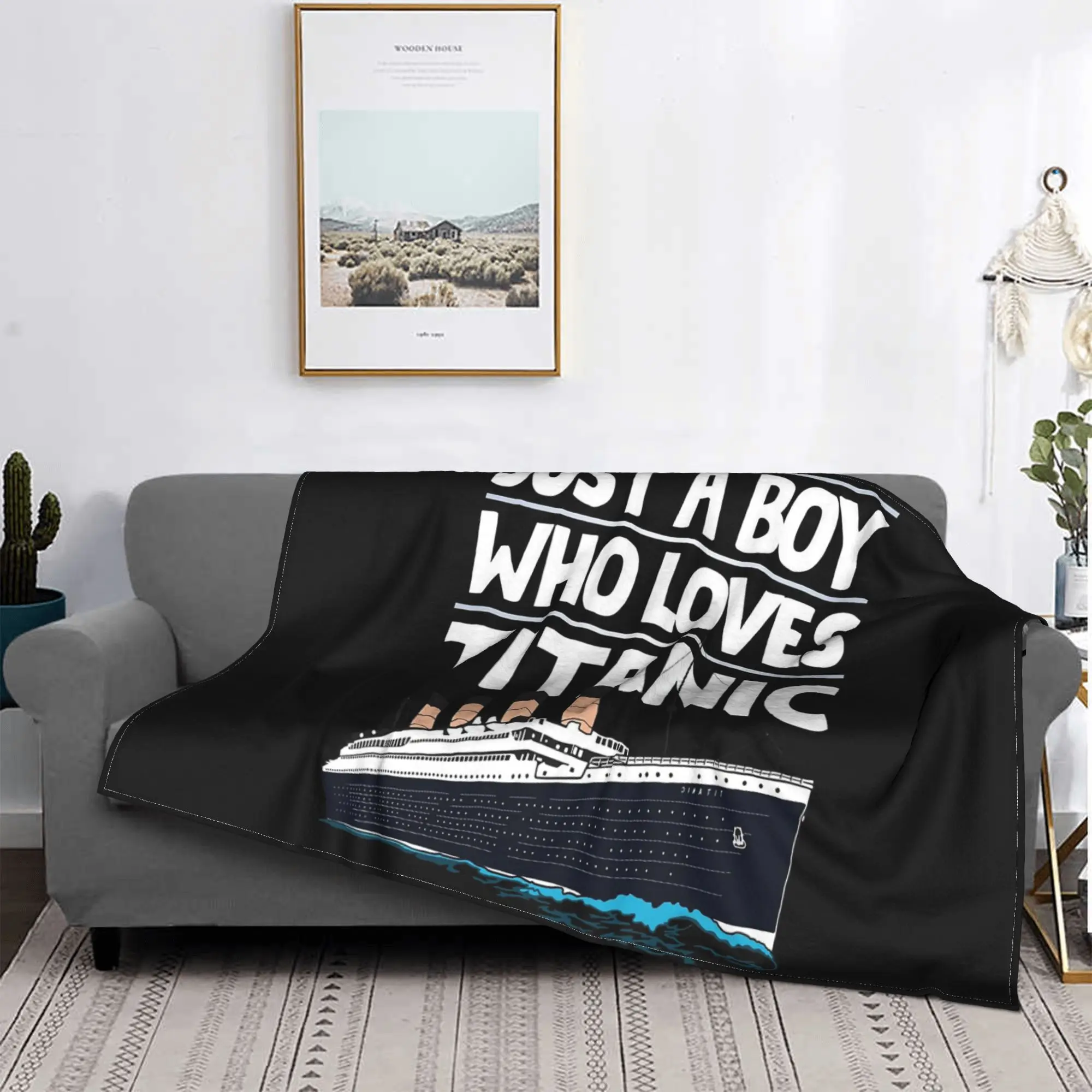 

Just A Boy Who Loves Titanic Titanic Ship Gift for Boys Kids Blankets Lightweight Fleece Throw Blanket for Home Bedroom Quilt