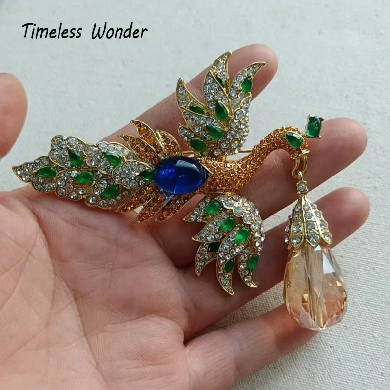 Timeless Wonder Fancy Zircon Phoenix Brooch Pins for Women Designer Jewelry Runway Rare Luxury Cute Gift Top Sweet 1344