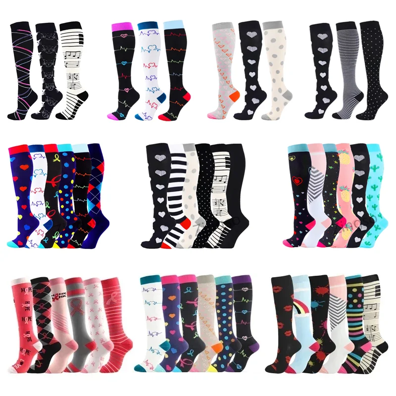 

3/6 Pairs Compression Socks Men Women Varicose Veins Anti Fatigue Sports Socks Gym Outdoor Running Football Basketball 20-30mmHg