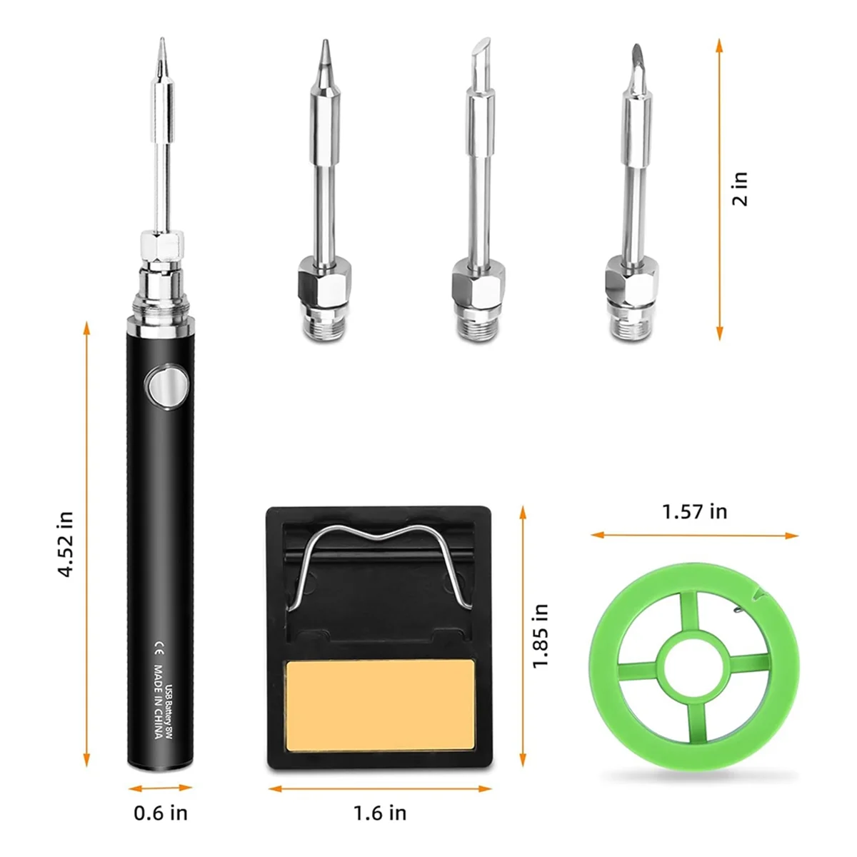 Kit de soldador inalámbrico, soldador inalámbrico con batería integrada de 1100mAh, 3 Ajustes de temperatura, color negro