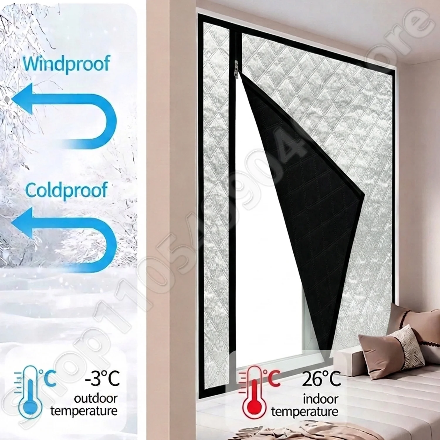 In Winter Graphene Thermal Curtains Are Thickened Windproof Cold Proof Hole Free Self-adhesive Soundproof and Heat-insulating Cu