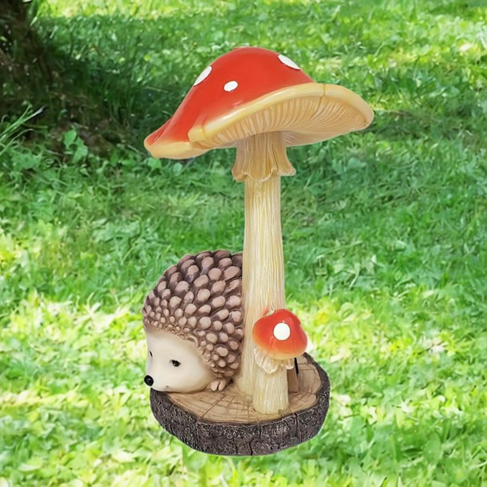 

Mushroom Hedgehog Statue Resin Ornament Animal Sculpture for Lawn Patio Yard