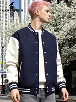 Chaqueta Varsity para Hombre con Mangas de Cuero Sintético, Chaqueta Clásica de Béisbol, Chaqueta Bomber con Bloques de Color, Ropa Ligera