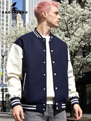 Men's Varsity Jacket Faux Leather Sleeves Letterman Classic Baseball Coat Bomber Jacket Color-blocking Light Weight Clothing