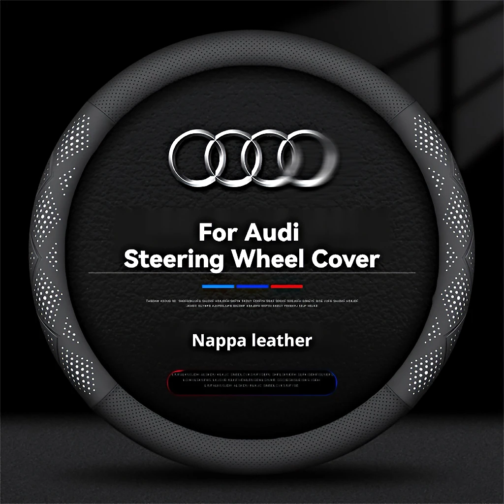 Napa Car Steering Wheel Cover for Audi ABT A1A2A3 A4A5A6A7A8 Q2 Q3Q4Q5Q7Q8 TT RS3 RS4 RS5 RS6 RS7 S3S4S5S6S7S8 38cm15"Accessory