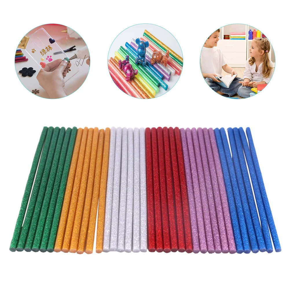 

60 pcs Flashing Hot Glue Sticks Colored Glitter Craft Adhesive Diy Projects Repair Decorations Melt Stick For Arts Crafts