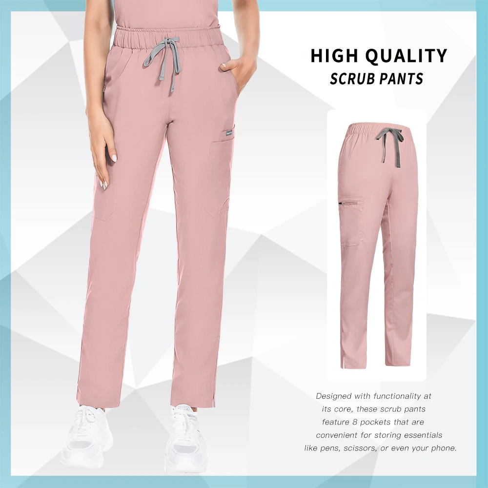 Straight Pants Women Men Medical Scrubs Work Bottoms Unisex Stretch Beauty Trousers Dentistry Clinic Pharmacy Doctor Nurse Pants