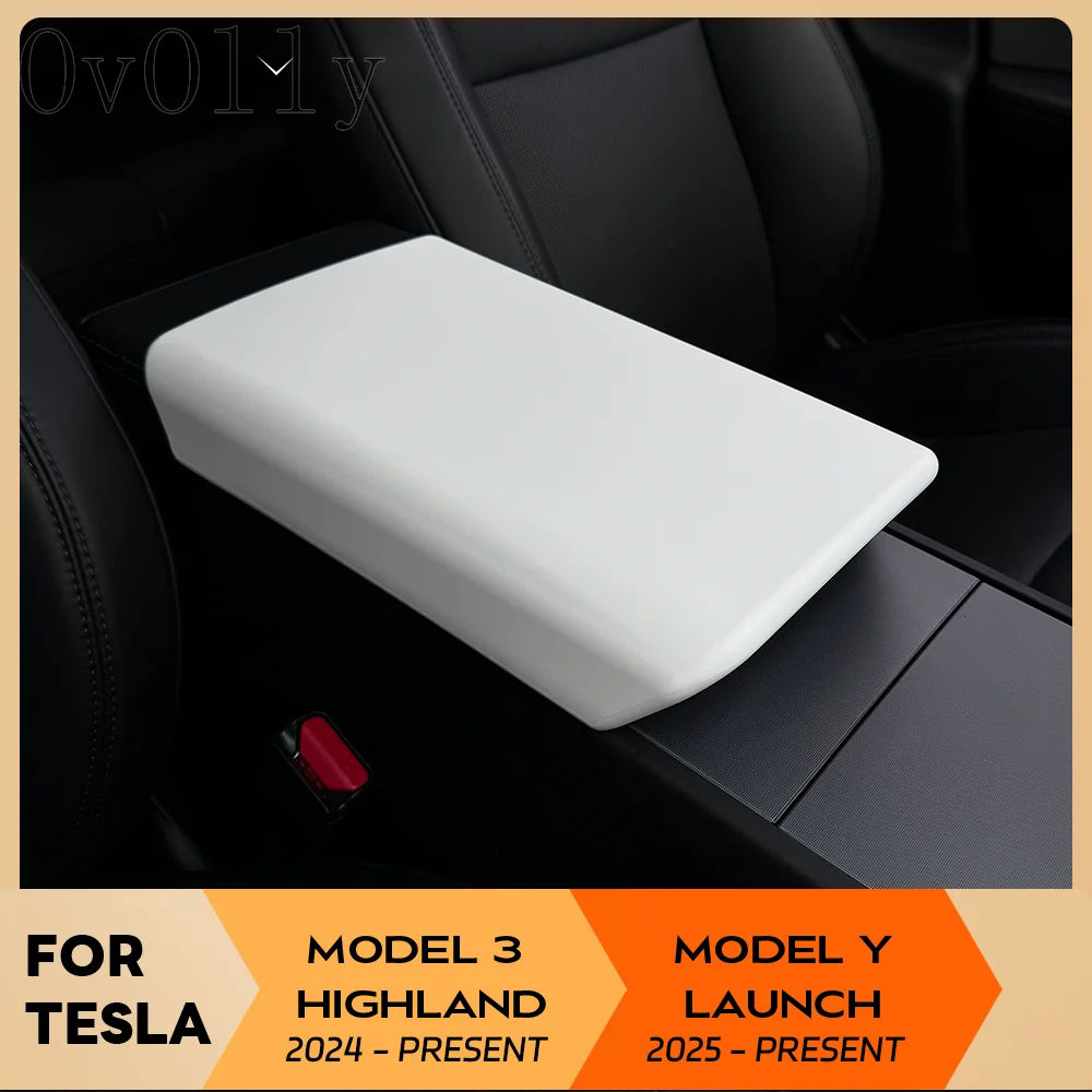 for Tesla Model Y Launch Juniper 2025 Model 3 Highland 2024 TPE Soft Case Center Console Arm Rest Lid Armrest Cover Accessories