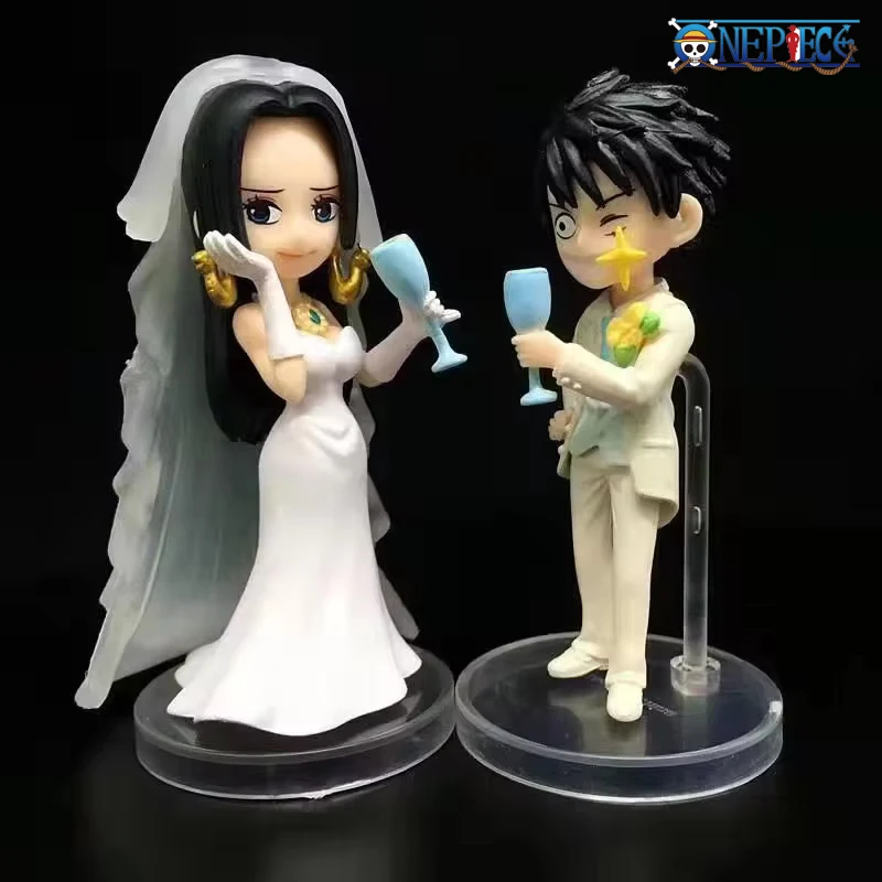 7cm One Piece Aime Action Figure Monkey D Luffy Marry Boa Hancock 2 Pieces Wedding Ornaments Model Cake Toys Doll Collection