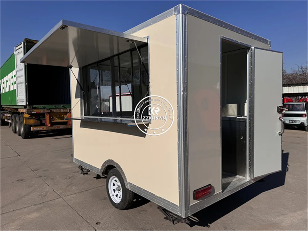 Carrello per hot dog all'aperto Rimorchio per alimenti mobile Snack di strada Chiosco per caffè Carrello per alimenti commerciale Cucina mobile Completamente attrezzata