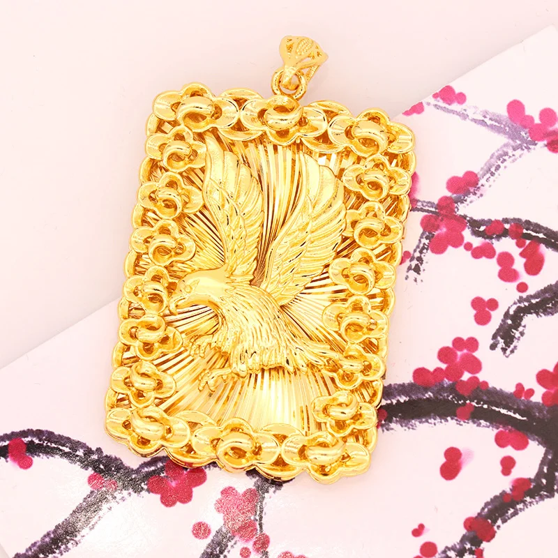 Plated 100% Real Gold 24k 999 Cloud Wealth Attracting Pendant 999 Genuine and Fake Colorless New Fashion Pure 18K Gold Jewelry