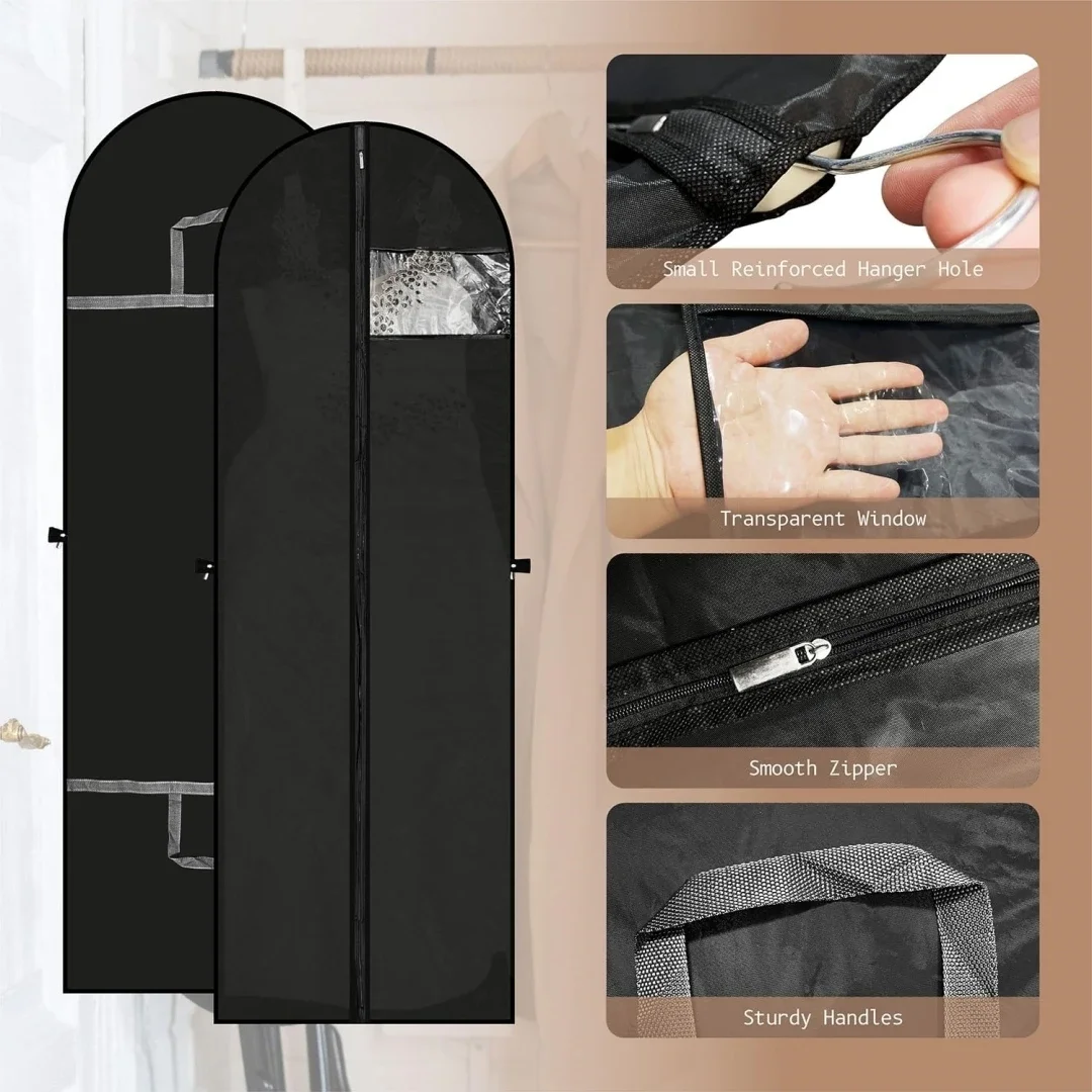 60x180cm Kleidung Staubschutz Kleidungsstück Anzug Kleid Jacke Kleidung Mantel Staubdichte Abdeckung Schutz Reisetasche Anzug Hochzeitskleid Abdeckung – Detail 7