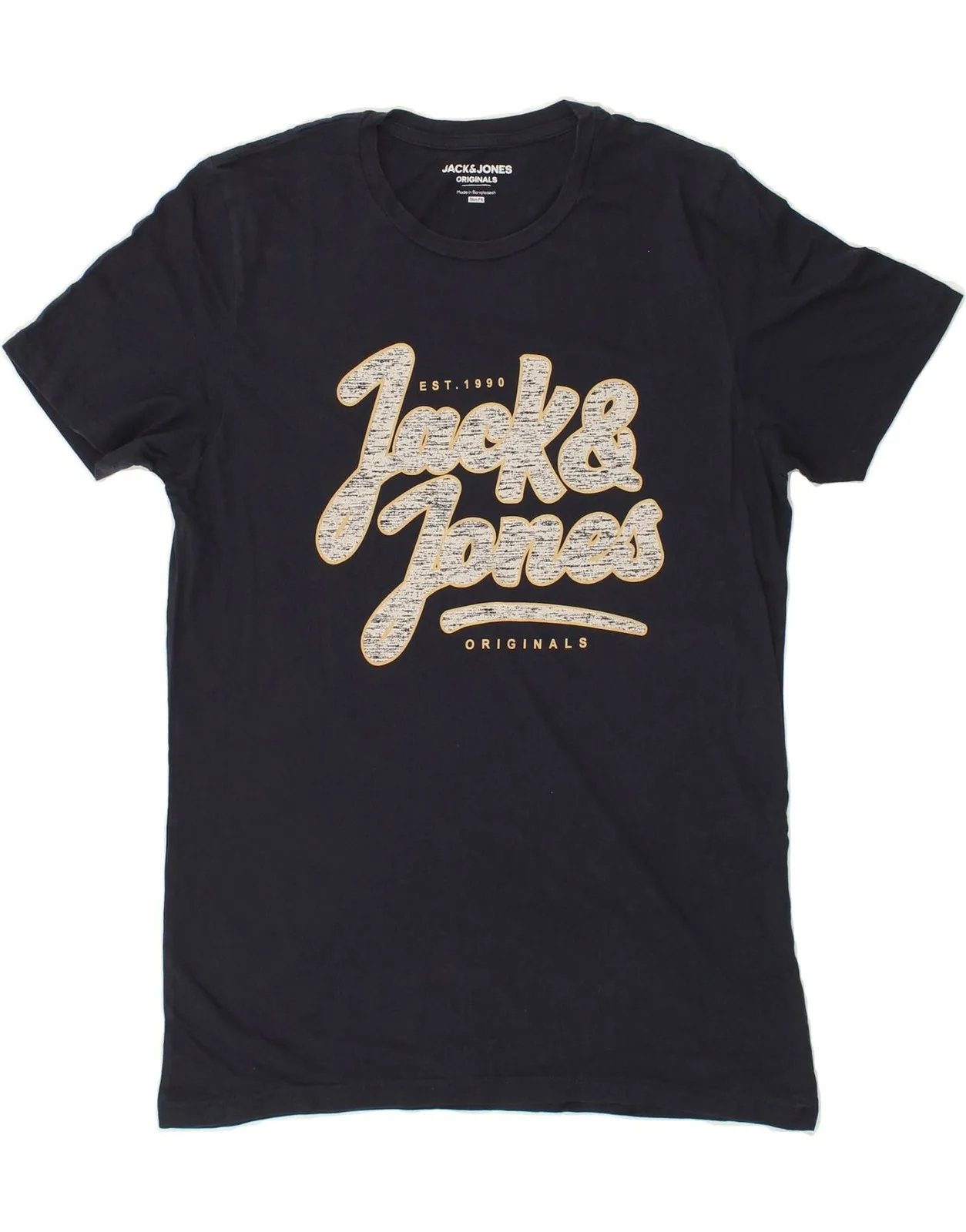 JACK & JONES Мужская приталенная футболка с рисунком, большой темно-синий BV91