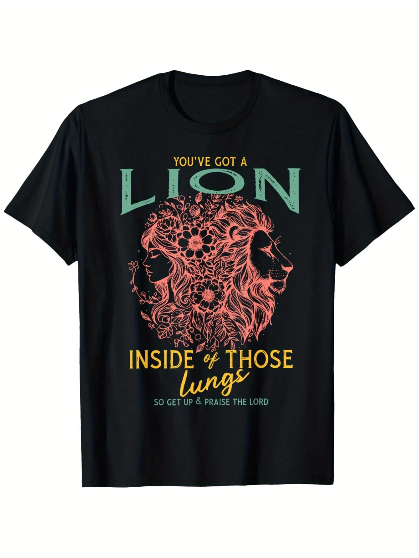 Let Your Lion Out Brandon Lake Merch Gratitude Praise Jesus T-Shirt, Fashionable Cotton Top Short Sleeve, Street Style Short T-s