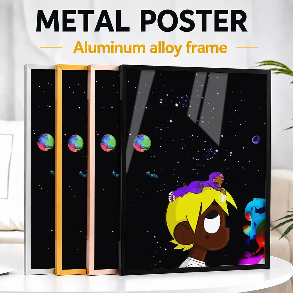 Lil Uzi Vert Space Framed Aluminum Metal Poster Customized Photo Nebula Dream Style Wall Art For Game Room Ideal Birthday Gift