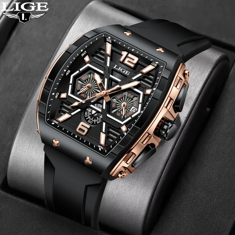LIGE Top Brand Men's Watches Classic Roman Scale Dial Luxury Wrist Watch for Man Original Quartz Waterproof Luminous Male reloj