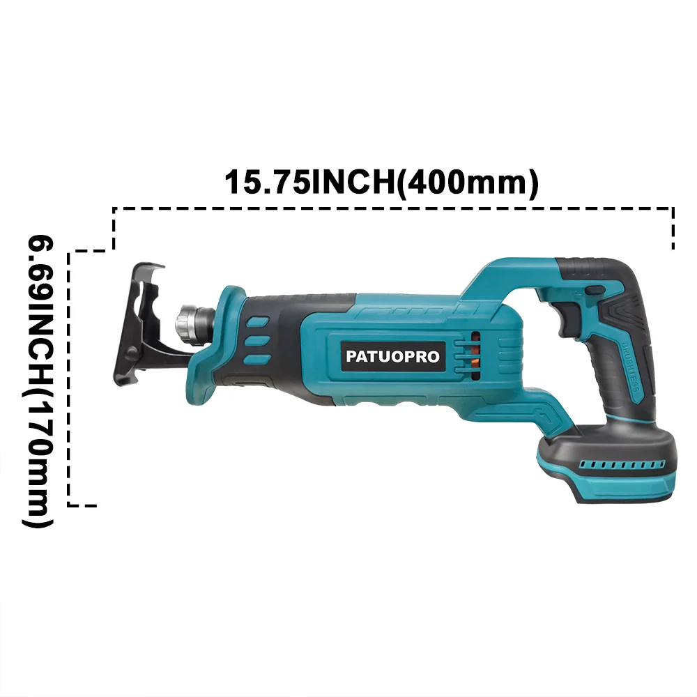 PATUOPRO Brushless Reciprocating Saw Rechargeable Cordless Electric Saw Woodworking Handheld Cutting Tool For Makita 18V Battery