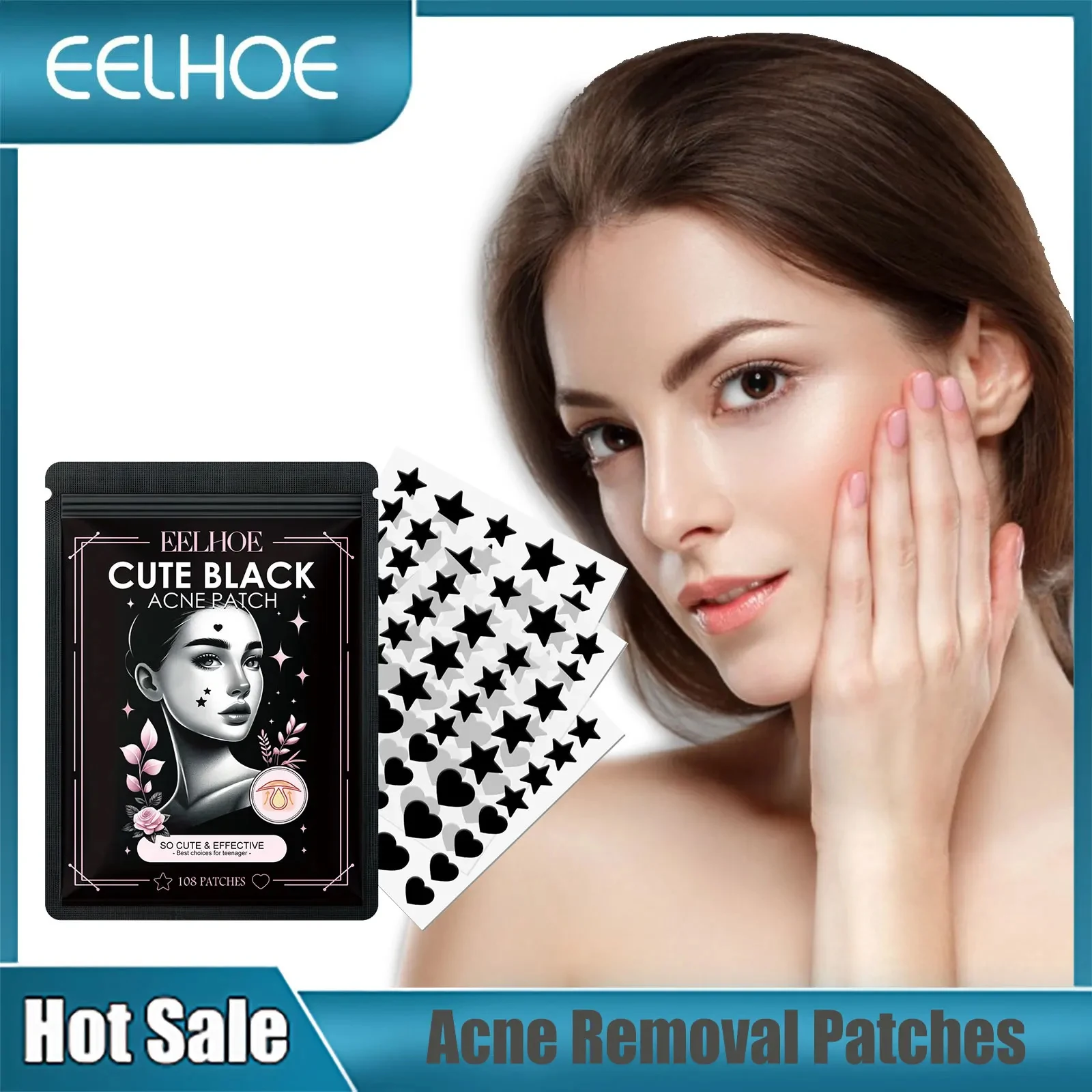 

EELHOE 108pcs Anti Acne Patches Acne Treatment Pimple Remover Sticker Star Shaped Spot Patches Blemish Acne Patch Hydrocolloid