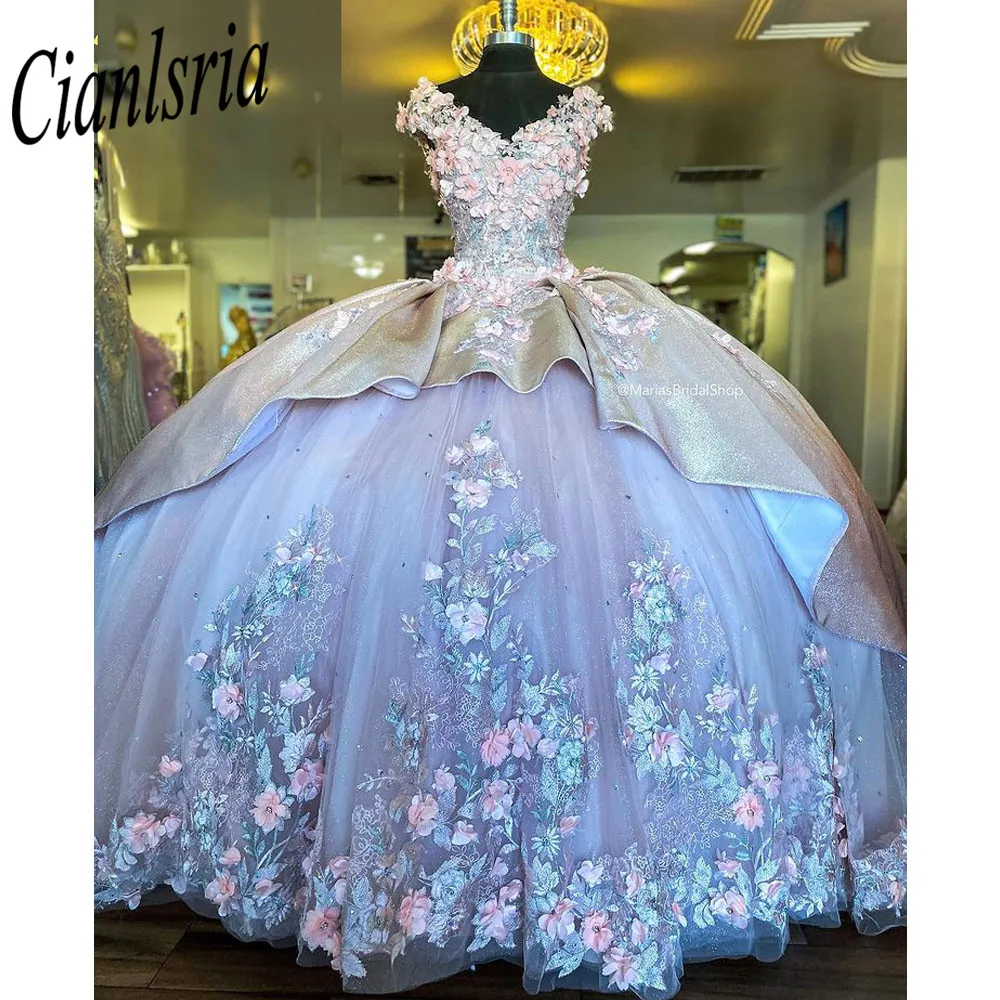 

2023 мечтательные цветочные 3D цветы, платья для выпускного вечера с V-образным вырезом, цветочные ремешки, искусственная спина, милое платье для девушек 15 16